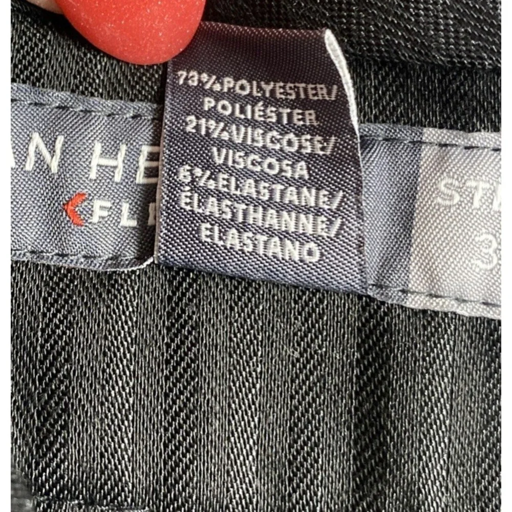 Van Heusen Flex Pants Men Black 32x30 Poly Blend  Straight Comfort Chino Slacks